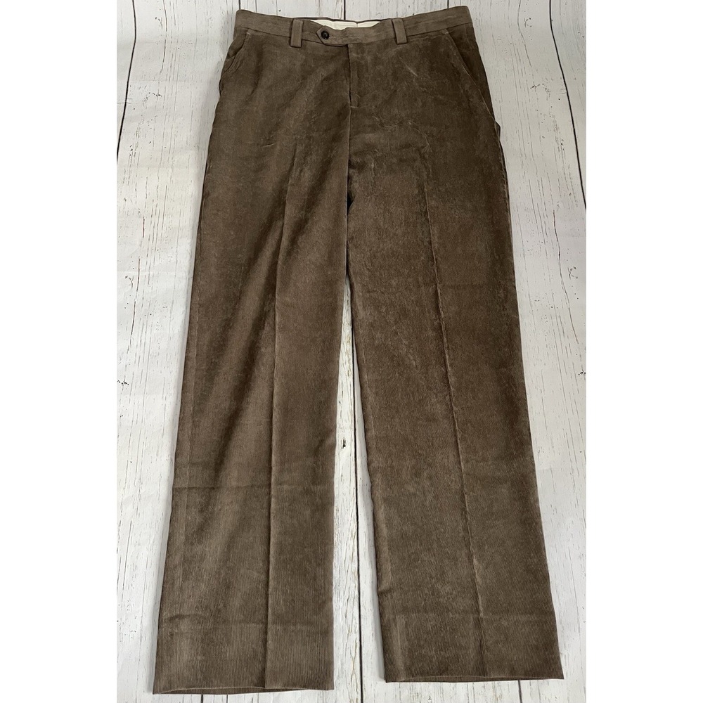 Berle  Pants Men's Sz 36x 34 Brown‎ Corduroy Preppy Italy